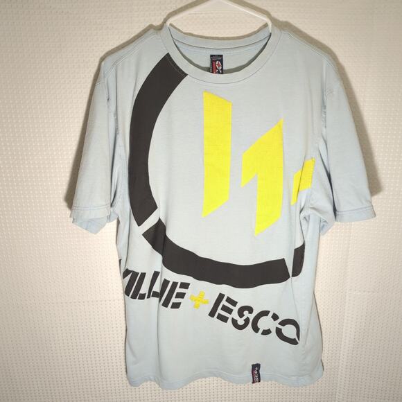 Willie Esco M Light Blue Lightning Bolt Graphic T-Shirt Streetwear Cotton - Picture 1 of 7